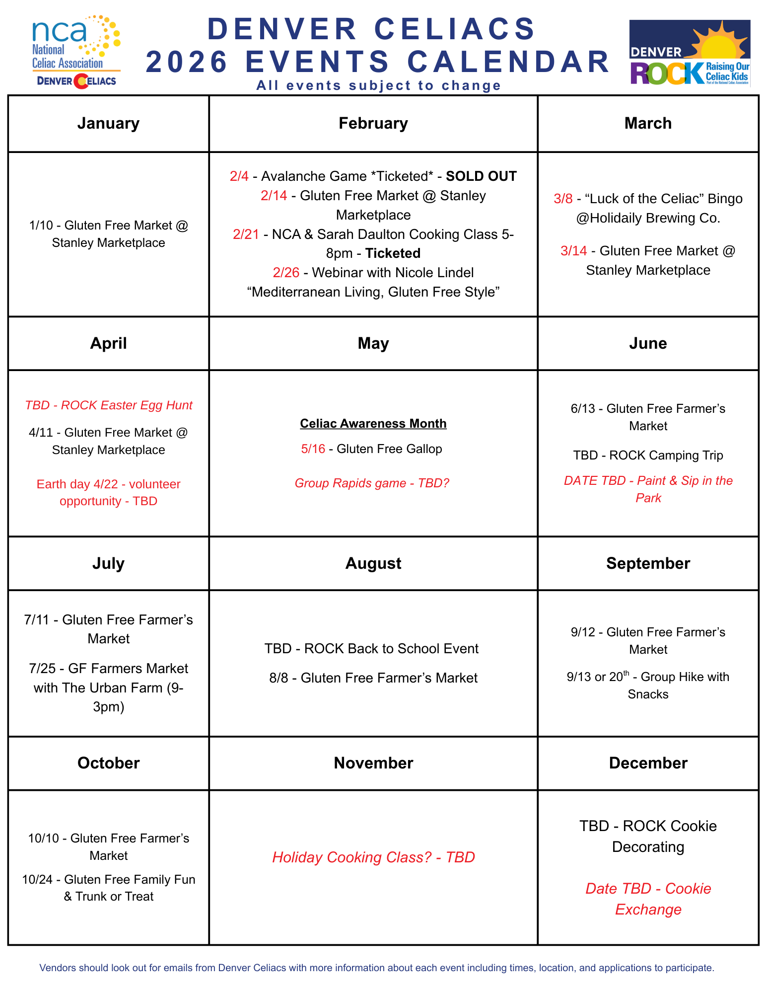 Check out our upcoming events for 2026!