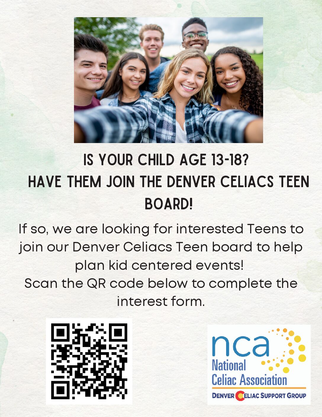 Denver Celiacs Teen Board Interest Form